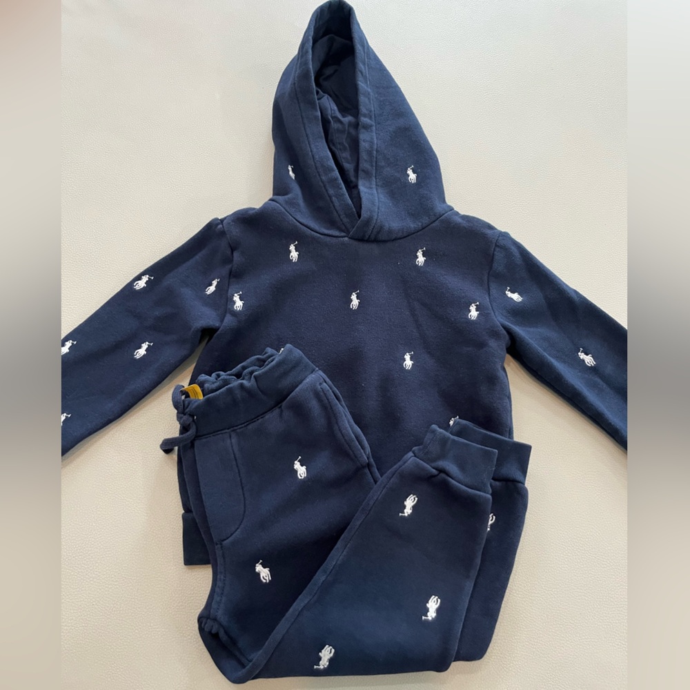 Polo by Ralph Lauren Navy Hoodie and Sweatpants Set Sz 4T